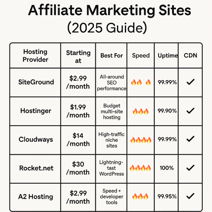 Top 5 Hosting Providers for Affiliate Marketing Sites (2025 Guide)