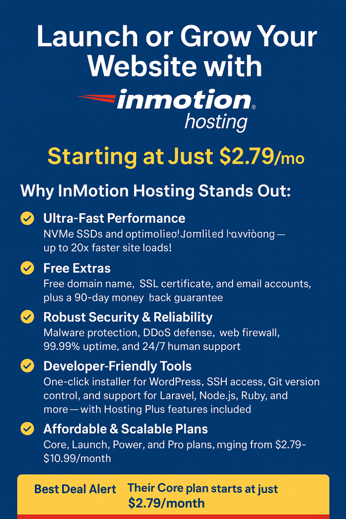 Launch or Grow Your Website with InMotion Hosting – Starting at Just $2.79/month!